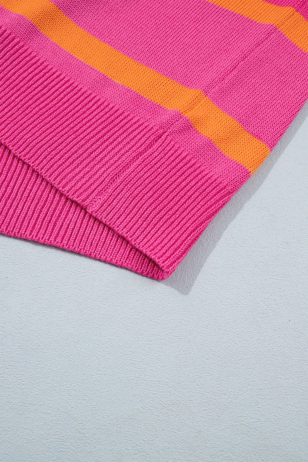 Rose Stripe Knit Western Short Sleeve Sweater