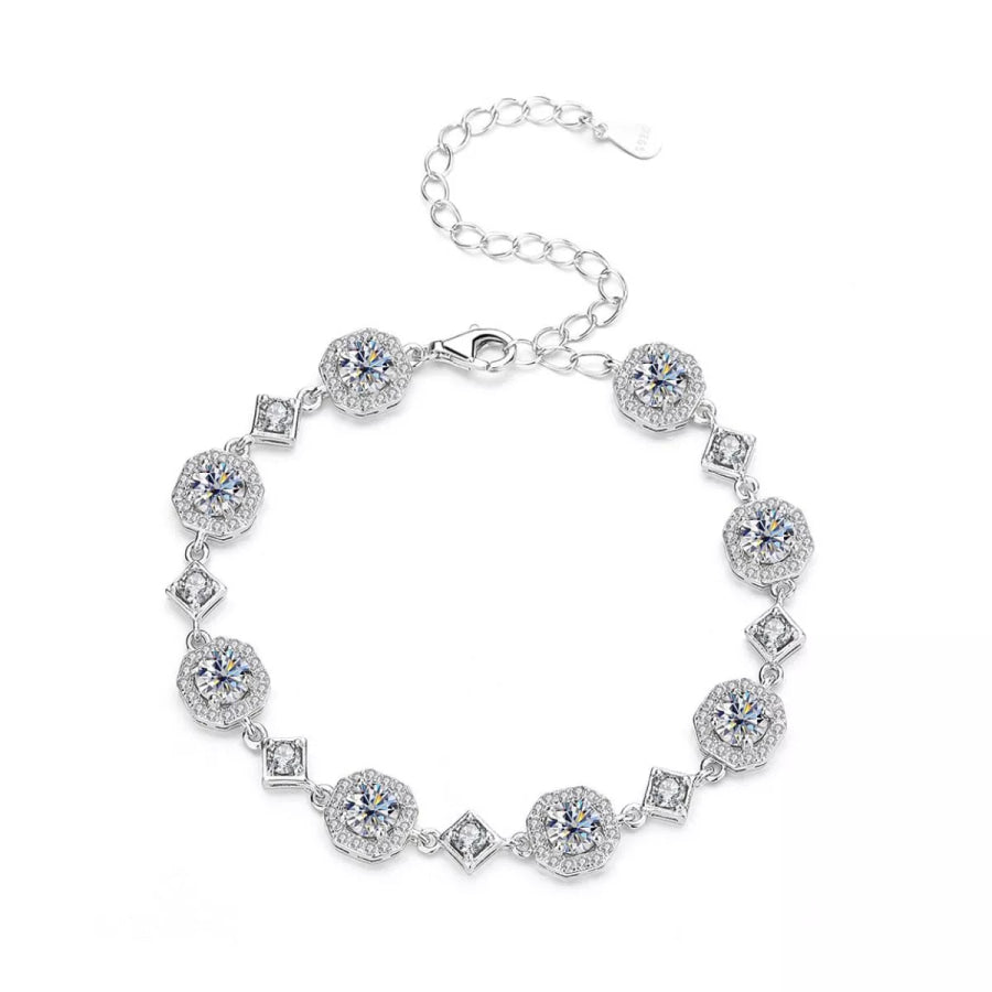 4 Carat 925 Sterling Silver Moissanite Bracelet Silver / onesize Apparel and Accessories