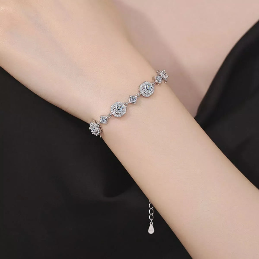 4 Carat 925 Sterling Silver Moissanite Bracelet Silver / onesize Apparel and Accessories