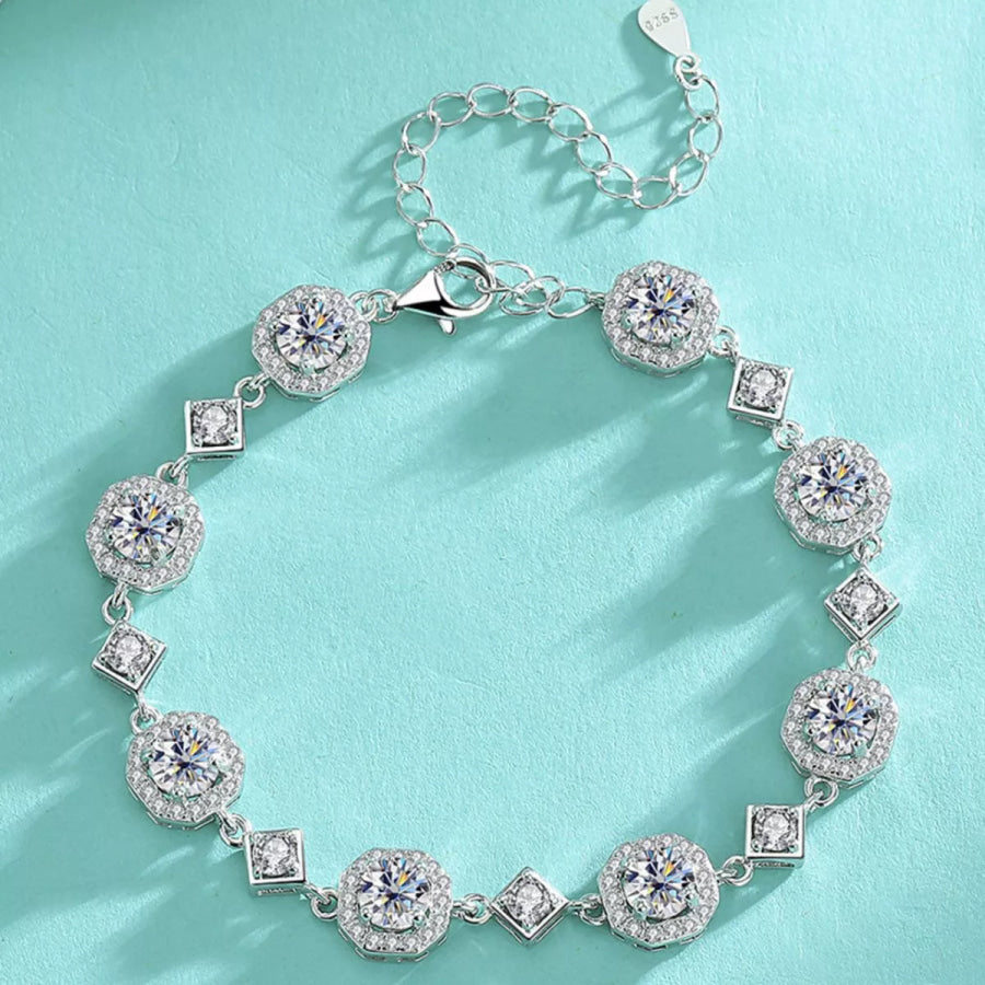 4 Carat 925 Sterling Silver Moissanite Bracelet Silver / onesize Apparel and Accessories