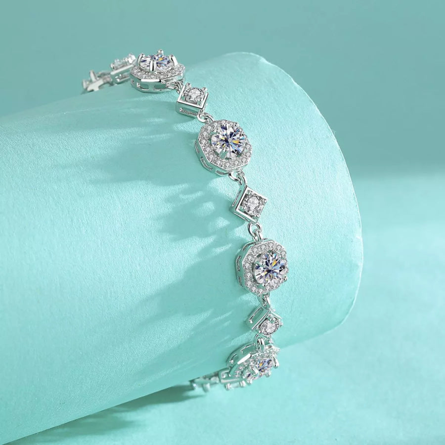 4 Carat 925 Sterling Silver Moissanite Bracelet Silver / onesize Apparel and Accessories
