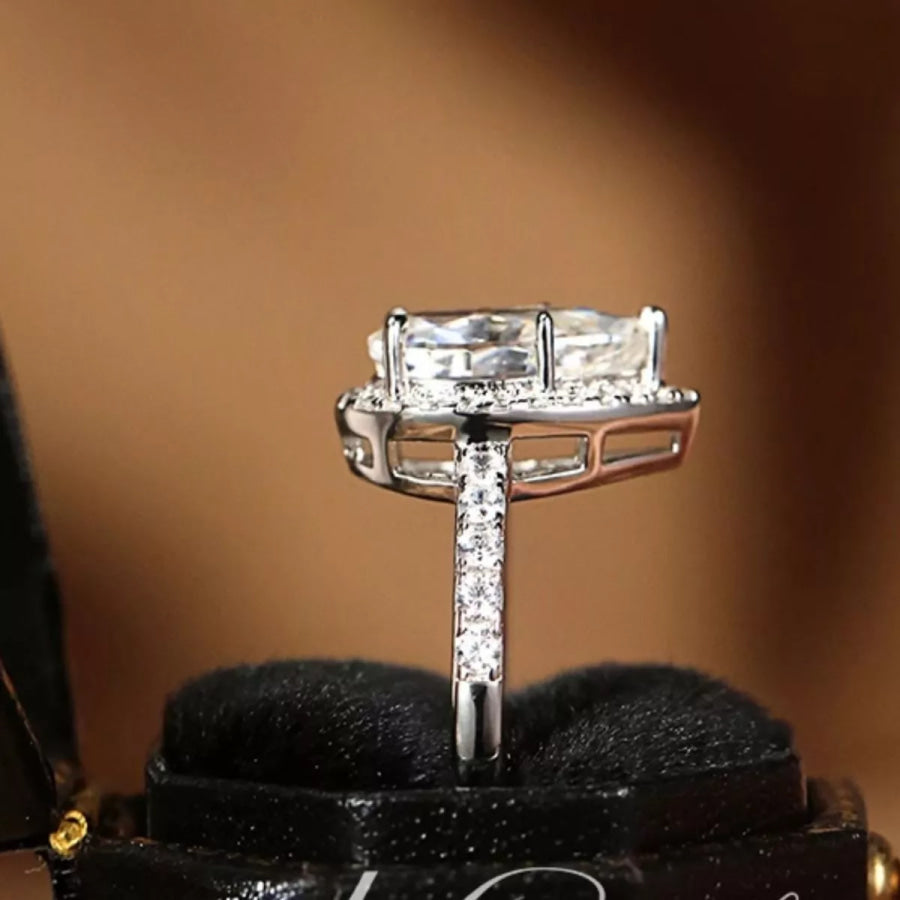 4 Carat 925 Sterling Silver Moissanite Teardrop Ring Apparel and Accessories