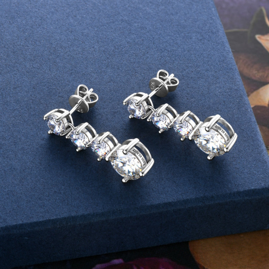 4 Carat Moissanite 925 Sterling Silver Earrings / One Size Apparel and Accessories
