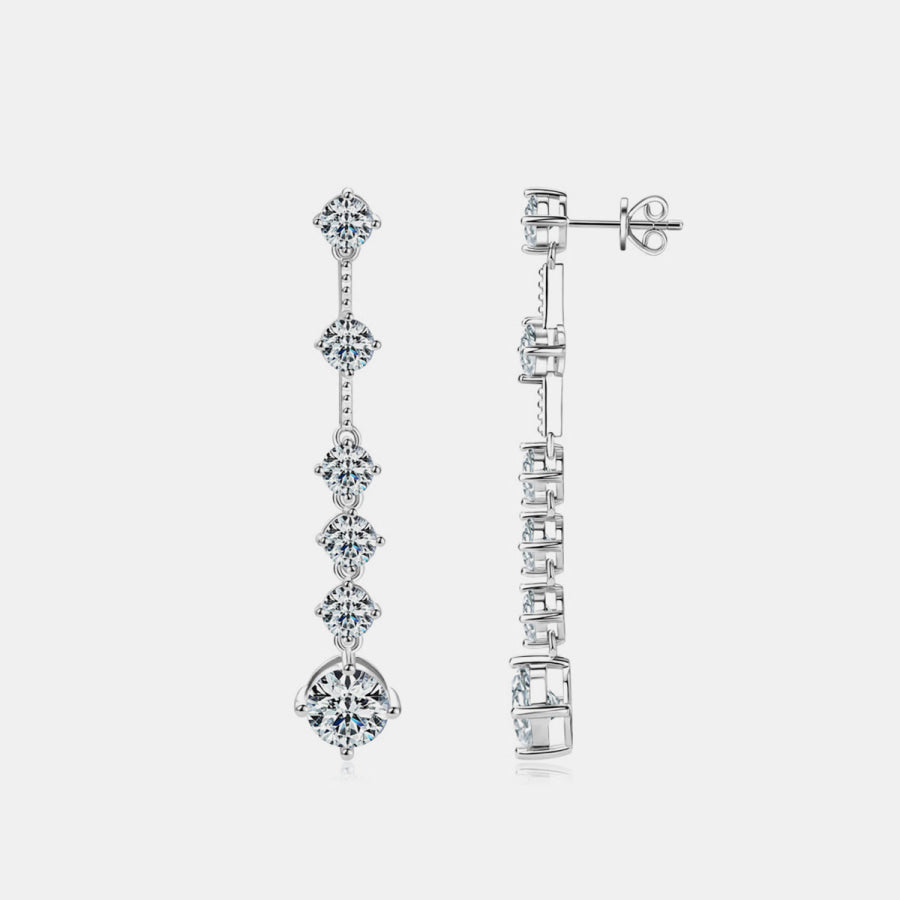 4 Carat Moissanite 925 Sterling Silver Earrings Silver / One Size Apparel and Accessories