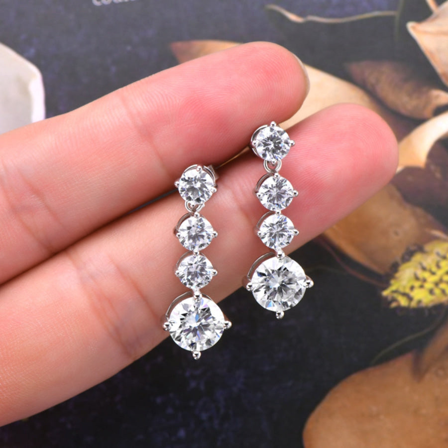 4 Carat Moissanite 925 Sterling Silver Earrings / One Size Apparel and Accessories