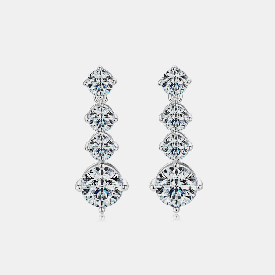 4 Carat Moissanite 925 Sterling Silver Earrings / One Size Apparel and Accessories