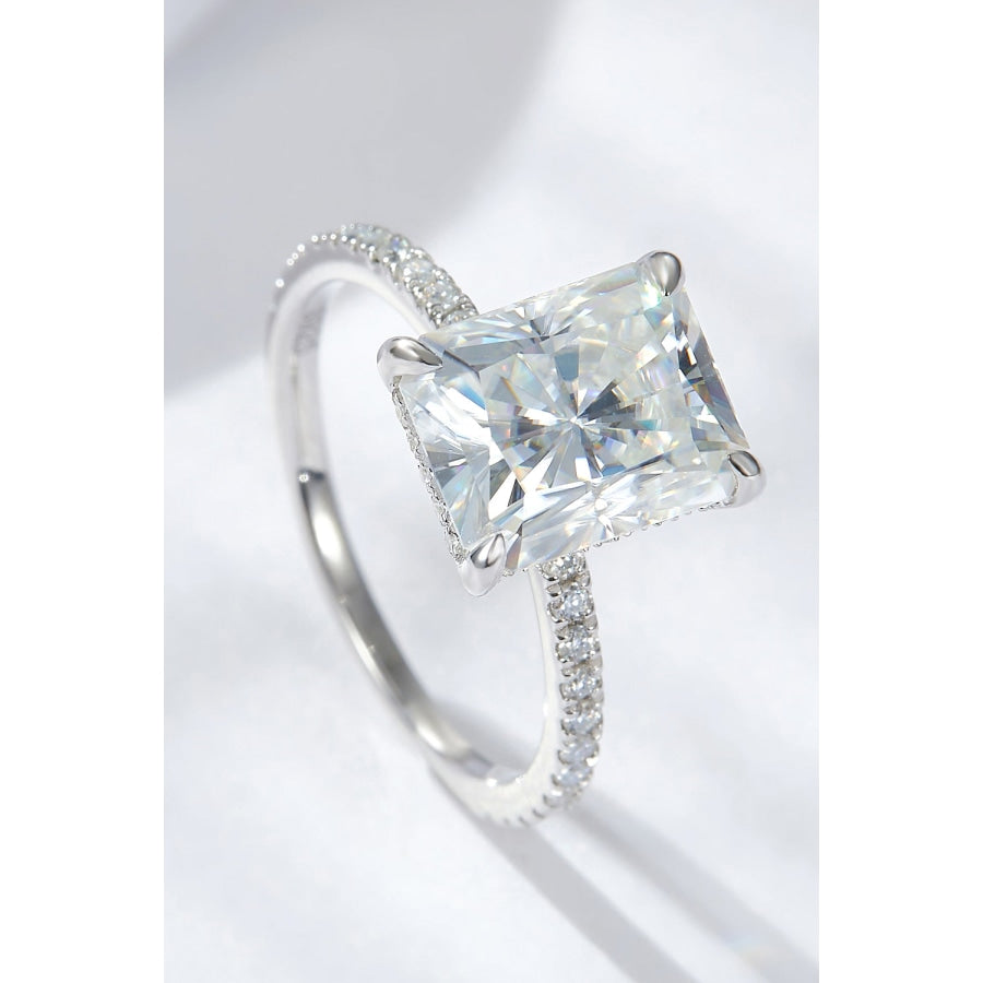 4 Carat Moissanite 4-Prong Side Stone Ring Silver / 6
