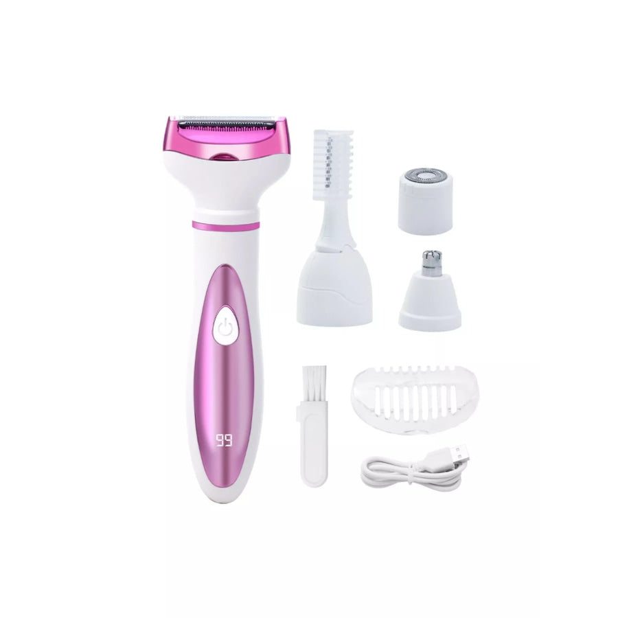 4-in-1 Multifunctional USB Rechargeable Painless Electric Hair Remover Pink / One Size Apparel and Accessories