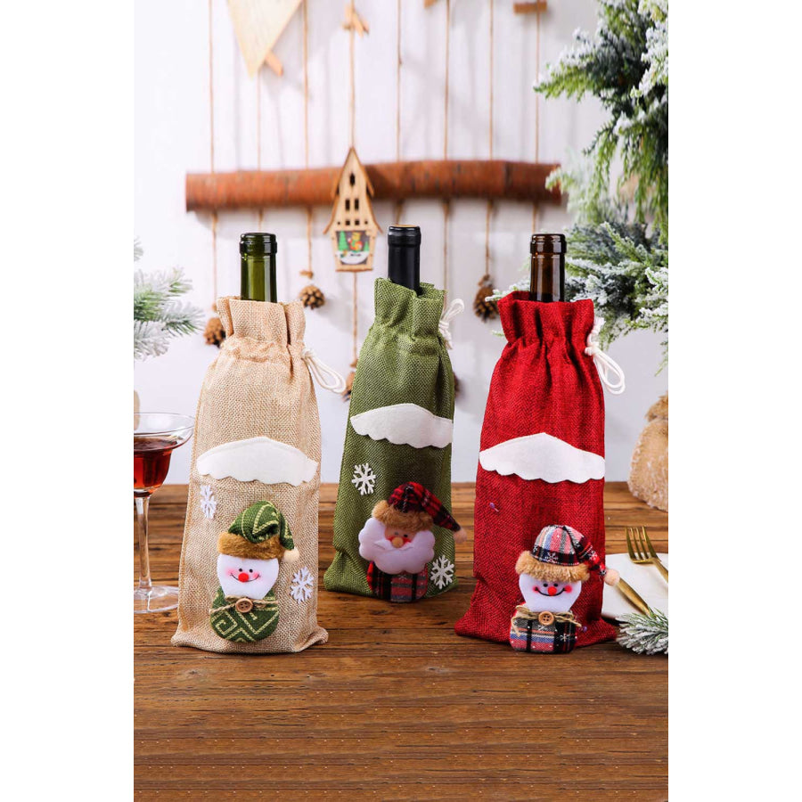 4-Pack Christmas Gnome Bottle Cover Red/Green/Beige Snowman/Beige Reindeer / One Size/4 Pack Apparel and Accessories