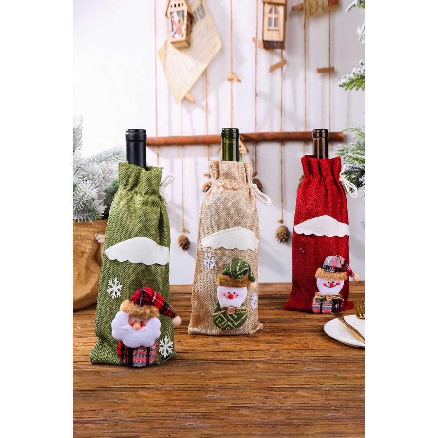 4-Pack Christmas Gnome Bottle Cover Red/Green/Beige Snowman/Beige Reindeer / One Size/4 Pack Apparel and Accessories