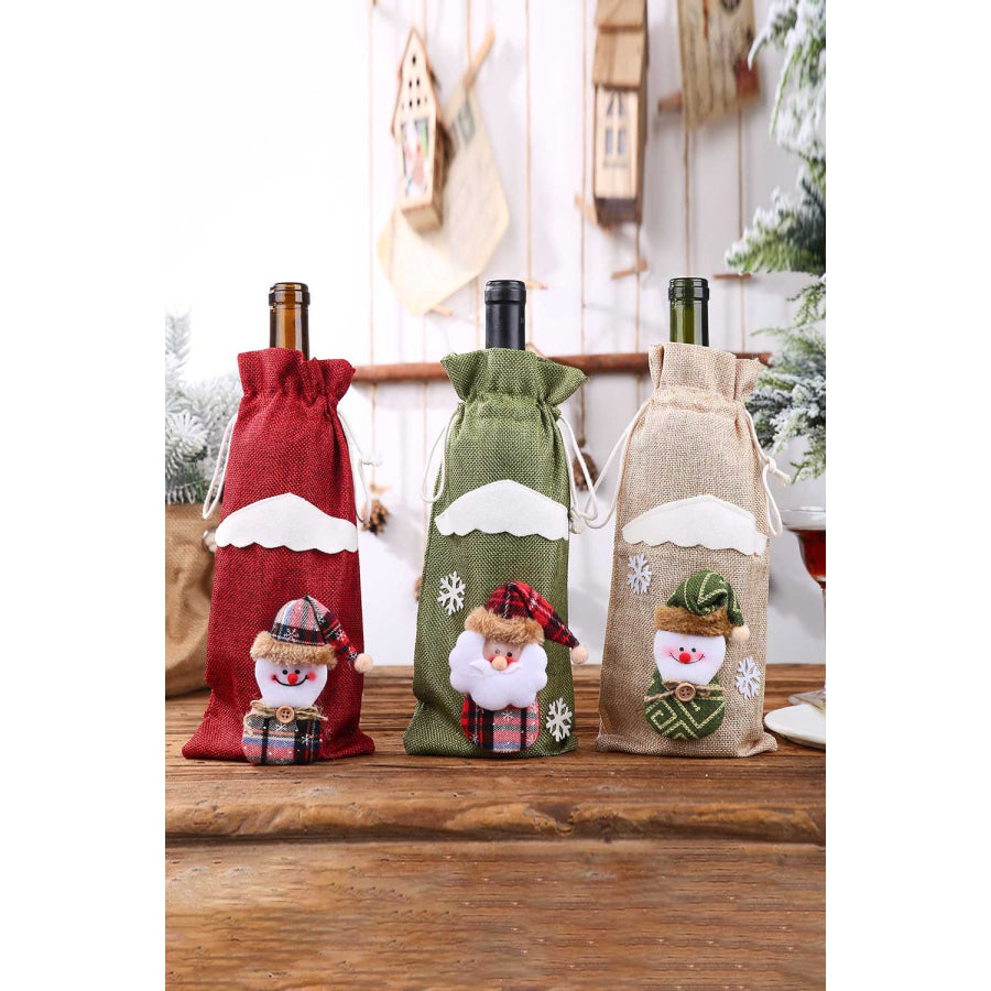 4-Pack Christmas Gnome Bottle Cover Red/Green/Beige Snowman/Beige Reindeer / One Size/4 Pack Apparel and Accessories