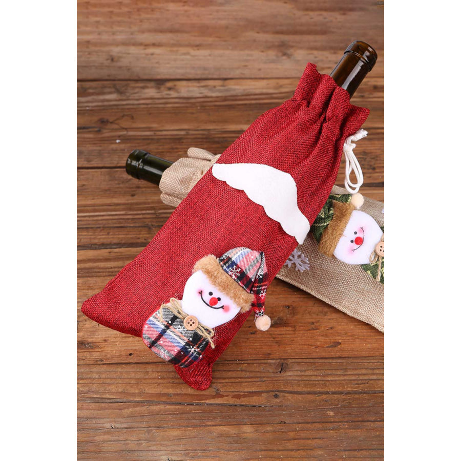 4-Pack Christmas Gnome Bottle Cover Red/Green/Beige Snowman/Beige Reindeer / One Size/4 Pack Apparel and Accessories