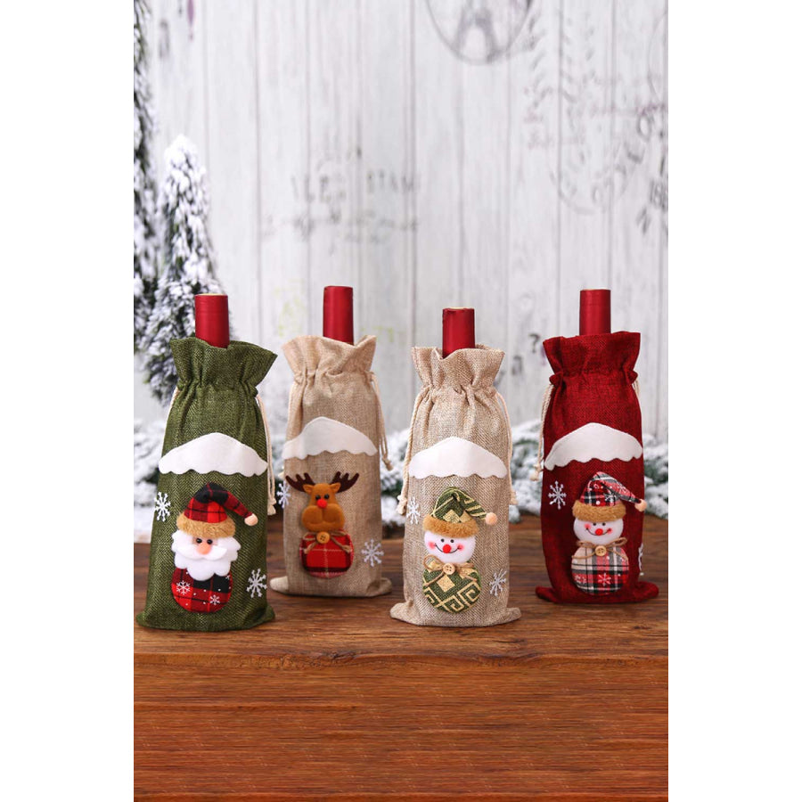 4-Pack Christmas Gnome Bottle Cover Red/Green/Beige Snowman/Beige Reindeer / One Size/4 Pack Apparel and Accessories