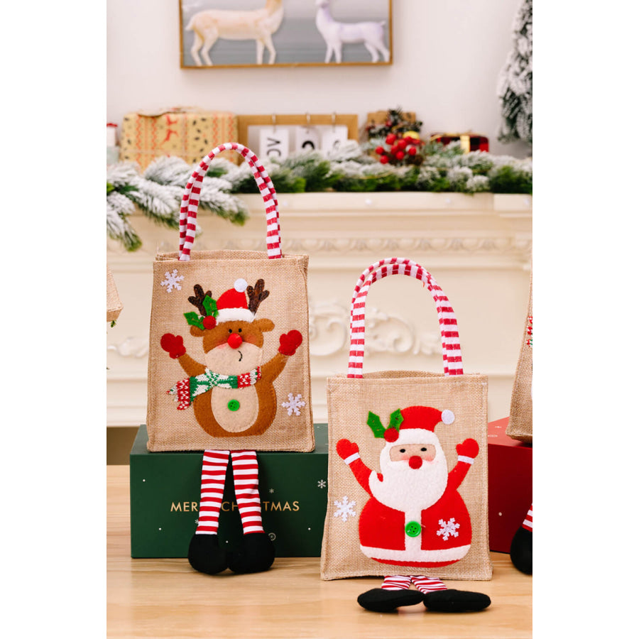 4-Pack Christmas Gnome Graphic Striped Gift Bag Santa/Snowman/Reindeer/Christmas Tree / One Size/4 Pack Apparel and Accessories