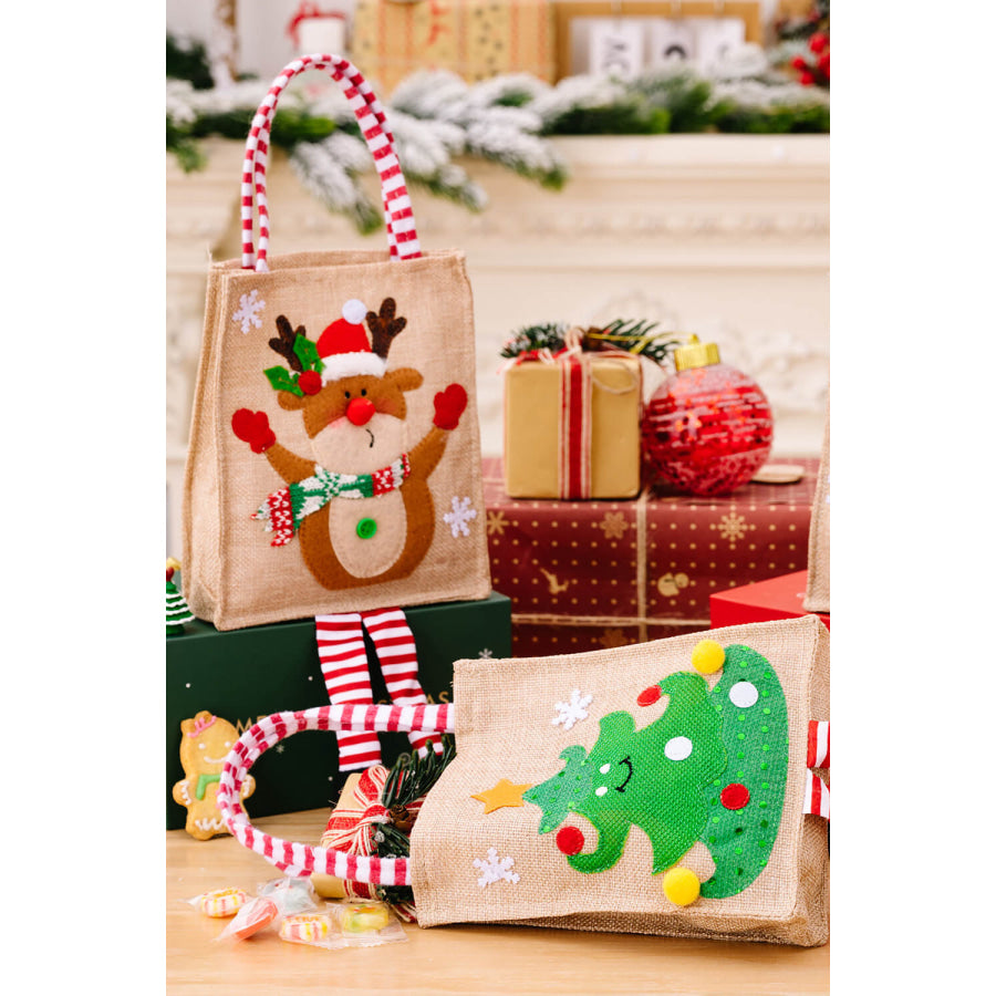 4-Pack Christmas Gnome Graphic Striped Gift Bag Santa/Snowman/Reindeer/Christmas Tree / One Size/4 Pack Apparel and Accessories