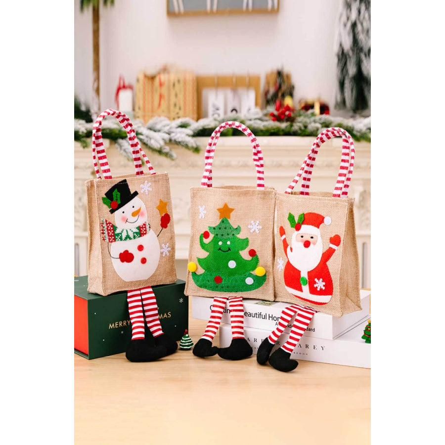 4-Pack Christmas Gnome Graphic Striped Gift Bag Santa/Snowman/Reindeer/Christmas Tree / One Size/4 Pack Apparel and Accessories