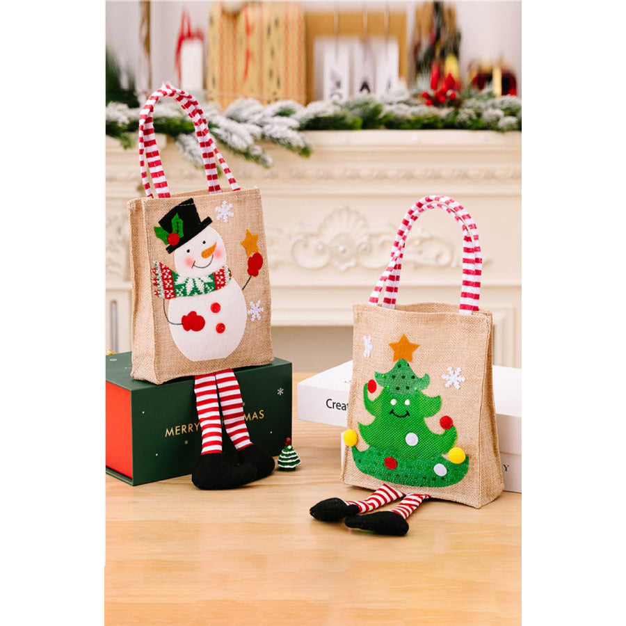 4-Pack Christmas Gnome Graphic Striped Gift Bag Santa/Snowman/Reindeer/Christmas Tree / One Size/4 Pack Apparel and Accessories