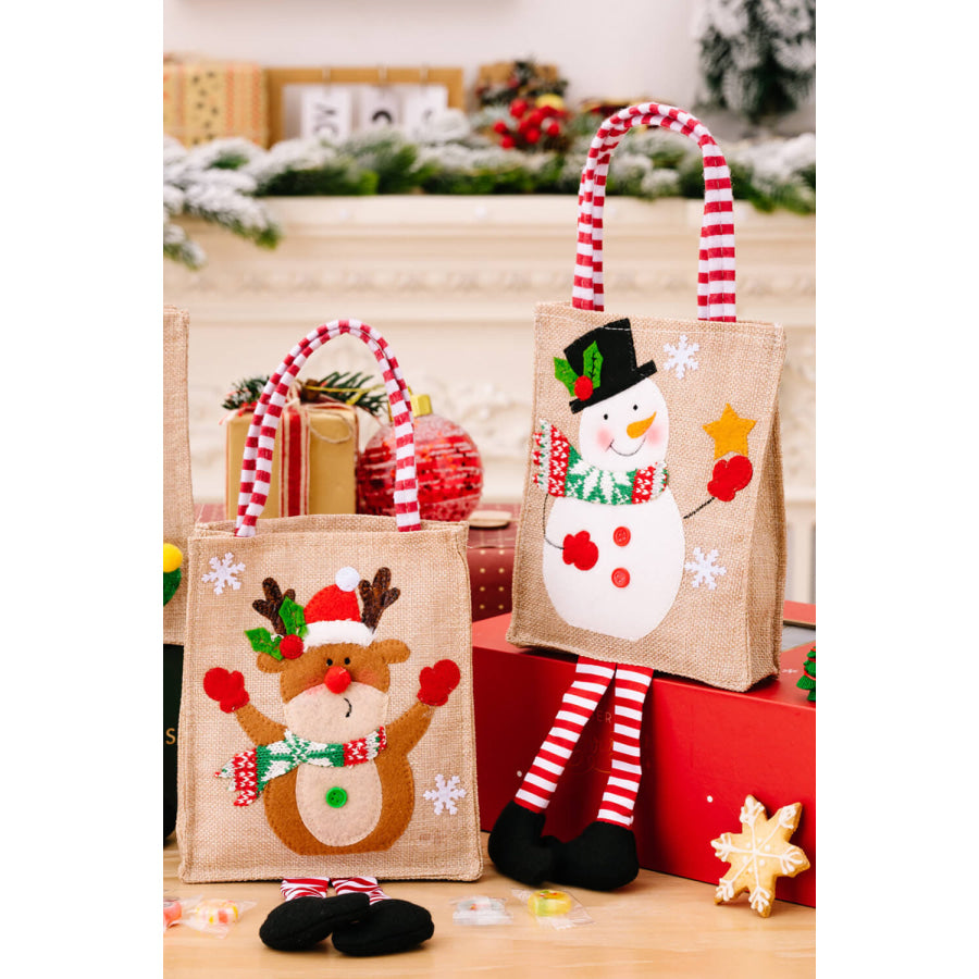 4-Pack Christmas Gnome Graphic Striped Gift Bag Santa/Snowman/Reindeer/Christmas Tree / One Size/4 Pack Apparel and Accessories