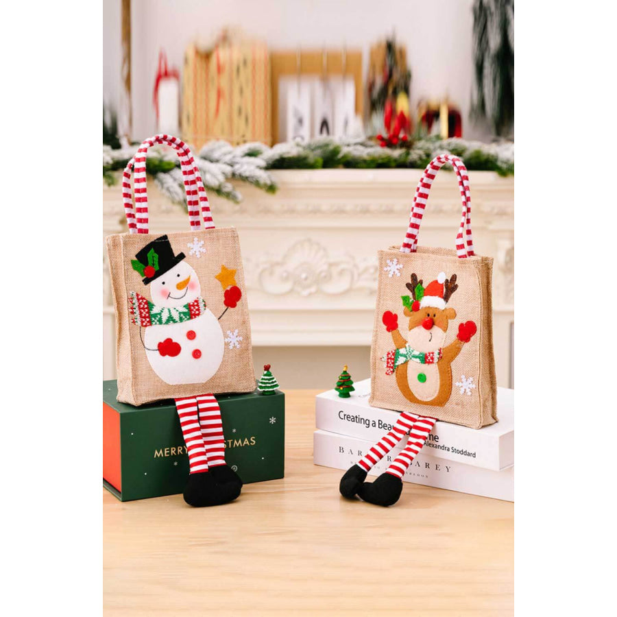 4-Pack Christmas Gnome Graphic Striped Gift Bag Santa/Snowman/Reindeer/Christmas Tree / One Size/4 Pack Apparel and Accessories