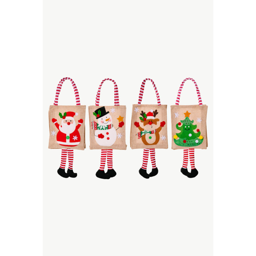 4-Pack Christmas Gnome Graphic Striped Gift Bag Santa/Snowman/Reindeer/Christmas Tree / One Size/4 Pack Apparel and Accessories