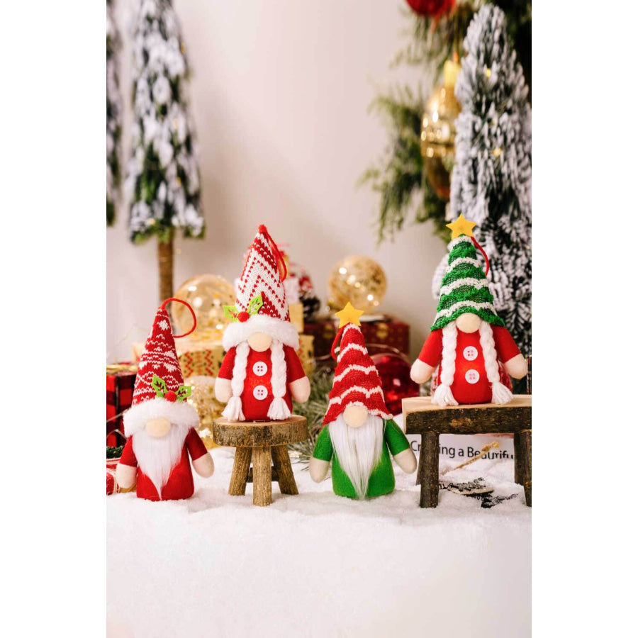 4-Pack Christmas Light-Up Faceless Gnome Hanging Widgets Red Stripe/Green Stripe/Red/Green / One Size/4 Pack Apparel and Accessories