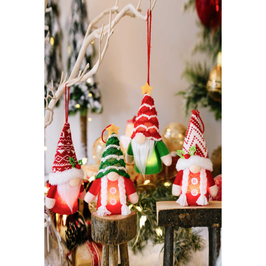 4-Pack Christmas Light-Up Faceless Gnome Hanging Widgets Red Stripe/Green Stripe/Red/Green / One Size/4 Pack Apparel and Accessories