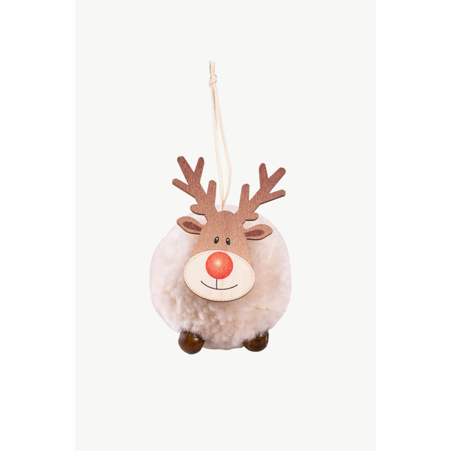 4-Pack Christmas Sherpa Reindeer Hanging Widgets Red/Brown/White/Gray / One Size/4 Pack Apparel and Accessories