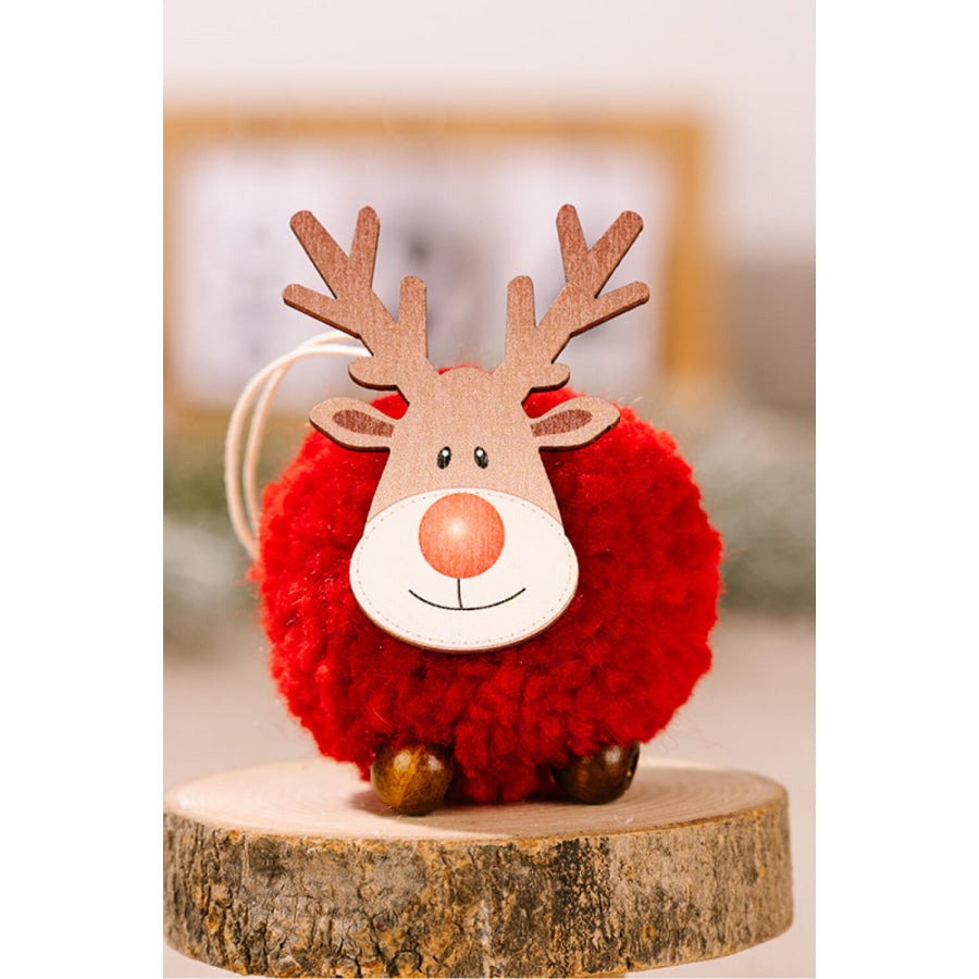 4-Pack Christmas Sherpa Reindeer Hanging Widgets Red/Brown/White/Gray / One Size/4 Pack Apparel and Accessories