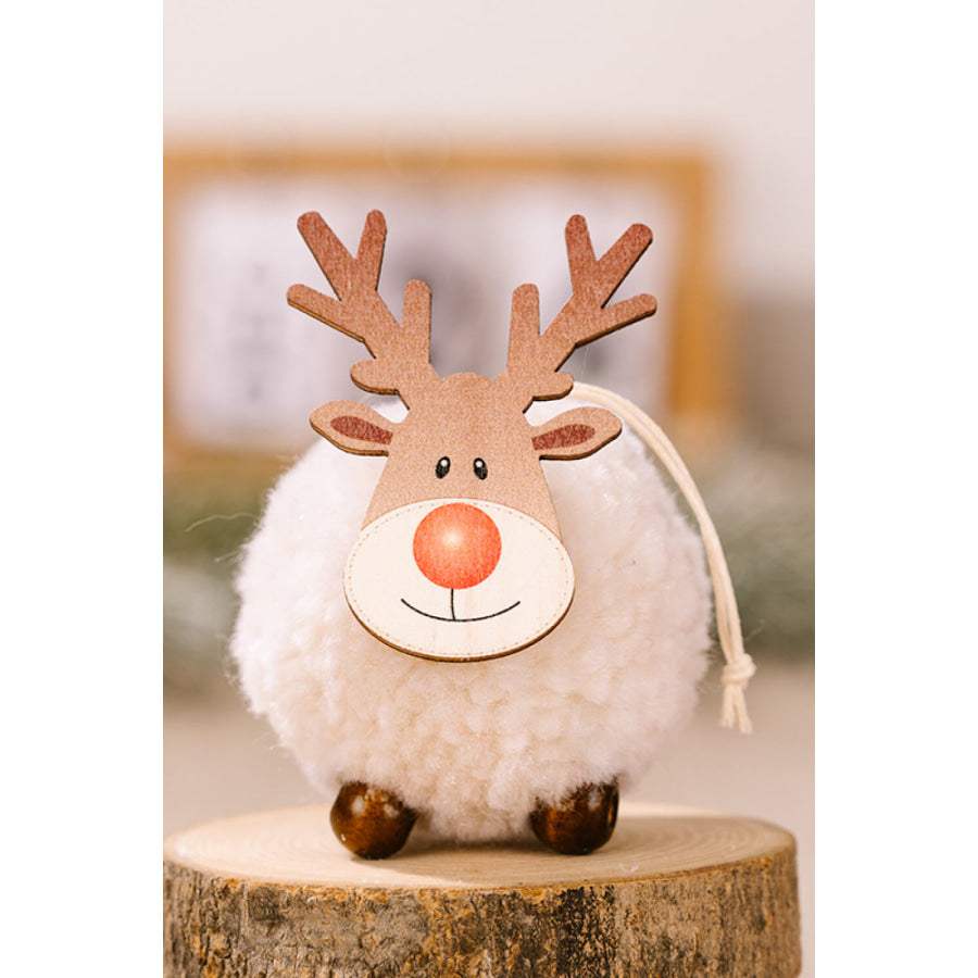 4-Pack Christmas Sherpa Reindeer Hanging Widgets Red/Brown/White/Gray / One Size/4 Pack Apparel and Accessories