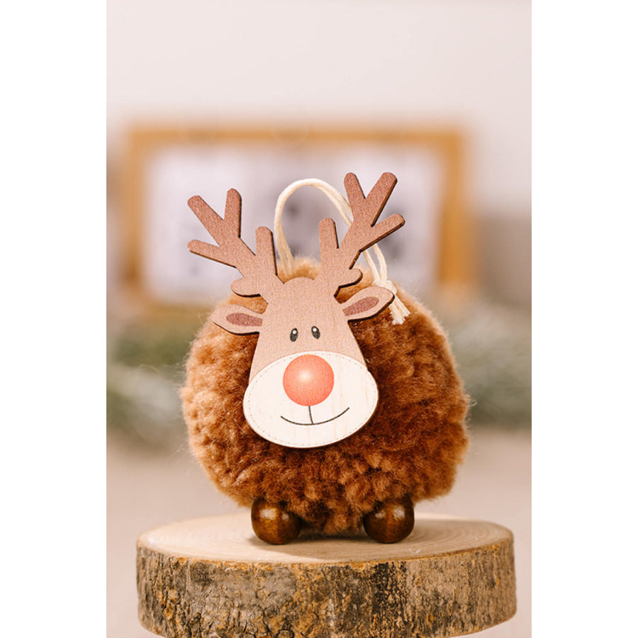 4-Pack Christmas Sherpa Reindeer Hanging Widgets Red/Brown/White/Gray / One Size/4 Pack Apparel and Accessories