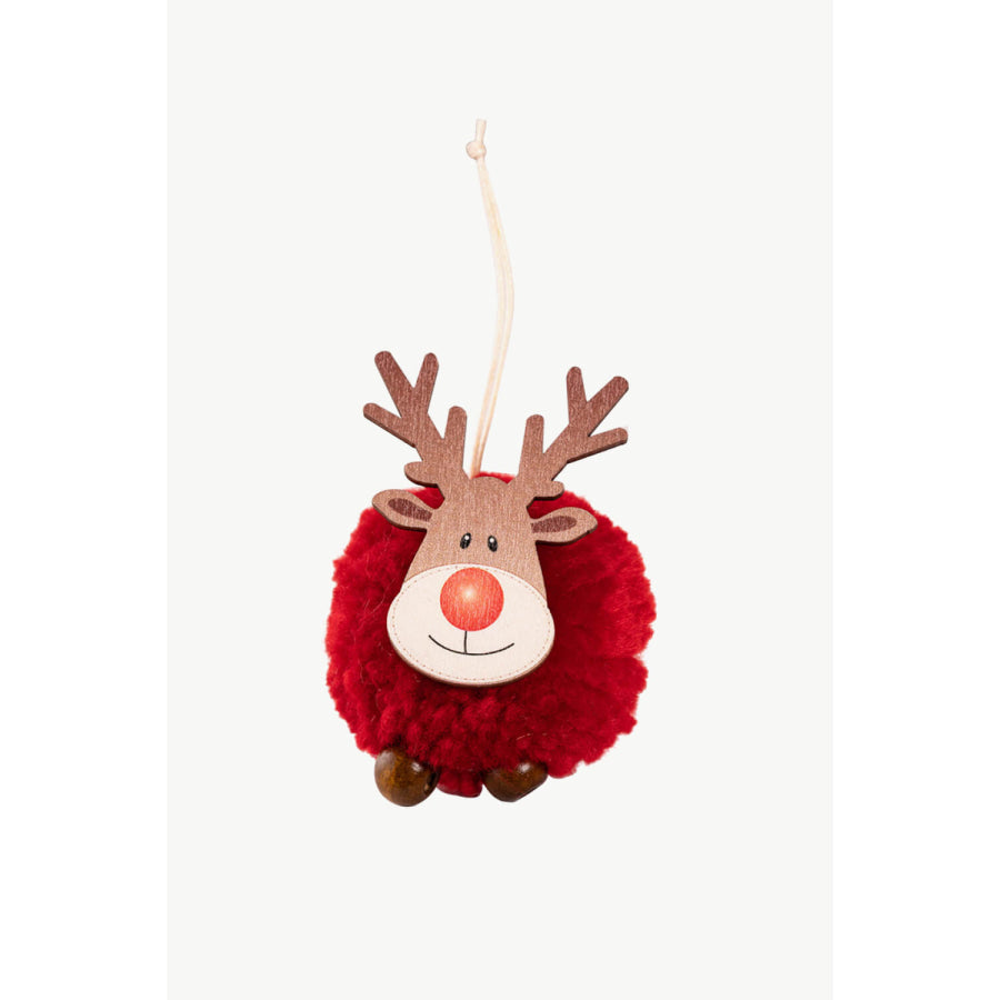 4-Pack Christmas Sherpa Reindeer Hanging Widgets Red/Brown/White/Gray / One Size/4 Pack Apparel and Accessories