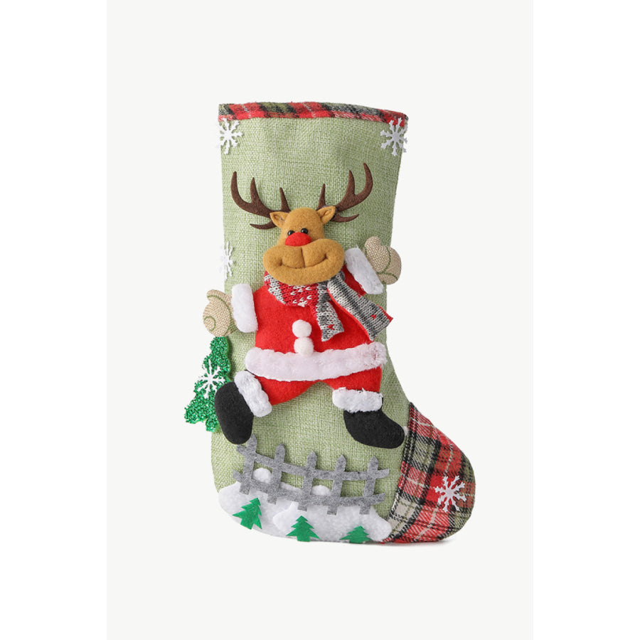 4-Pack Plaid Christmas Stockings Santa/Snowman/Reindeer/Bear / One Size/4 Pack Apparel and Accessories