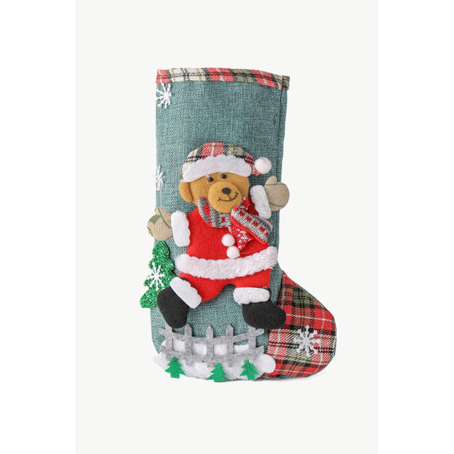 4-Pack Plaid Christmas Stockings Santa/Snowman/Reindeer/Bear / One Size/4 Pack Apparel and Accessories