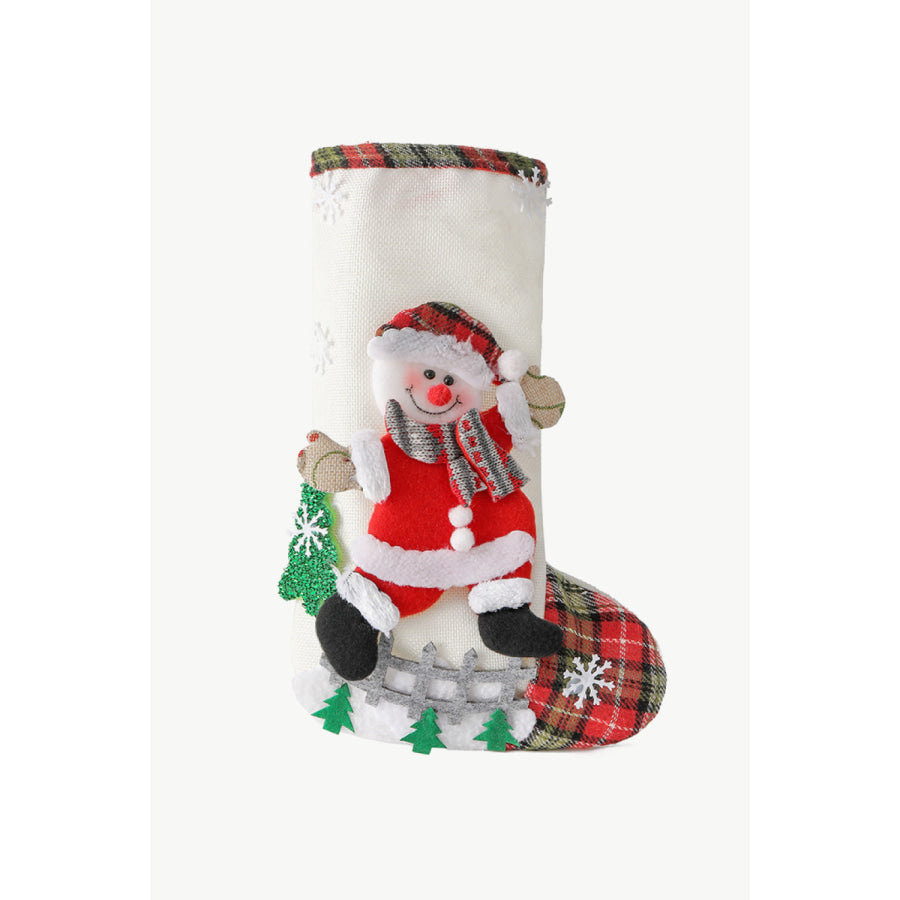 4-Pack Plaid Christmas Stockings Santa/Snowman/Reindeer/Bear / One Size/4 Pack Apparel and Accessories