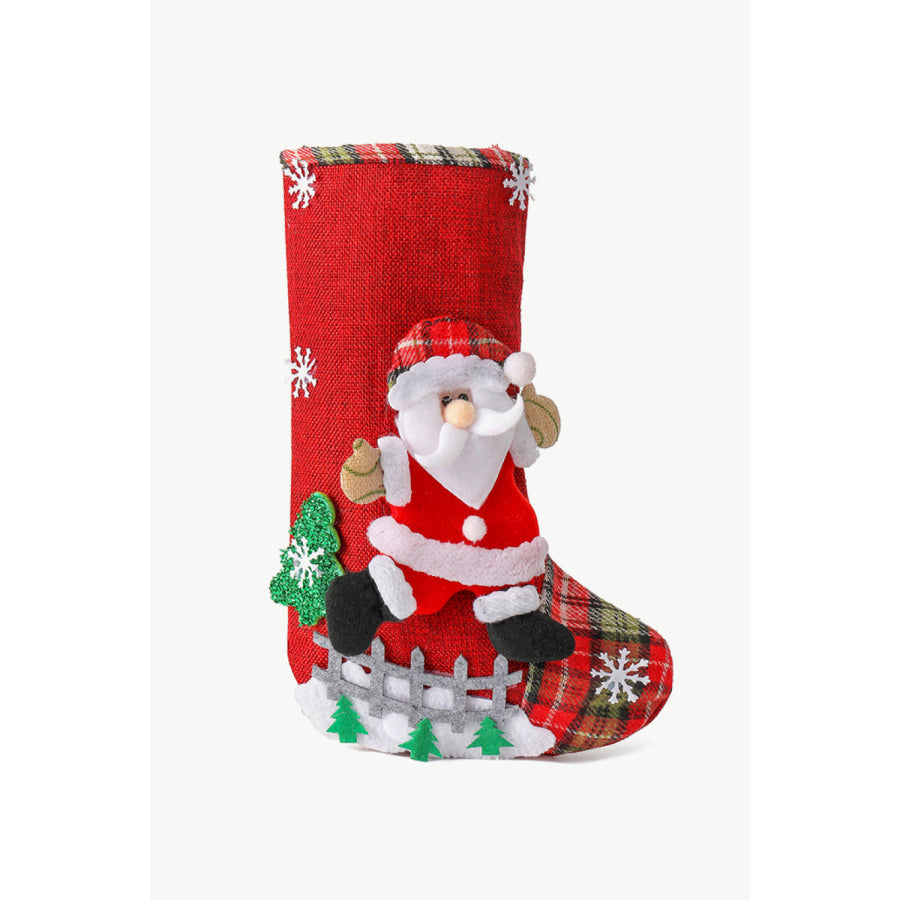 4-Pack Plaid Christmas Stockings Santa/Snowman/Reindeer/Bear / One Size/4 Pack Apparel and Accessories