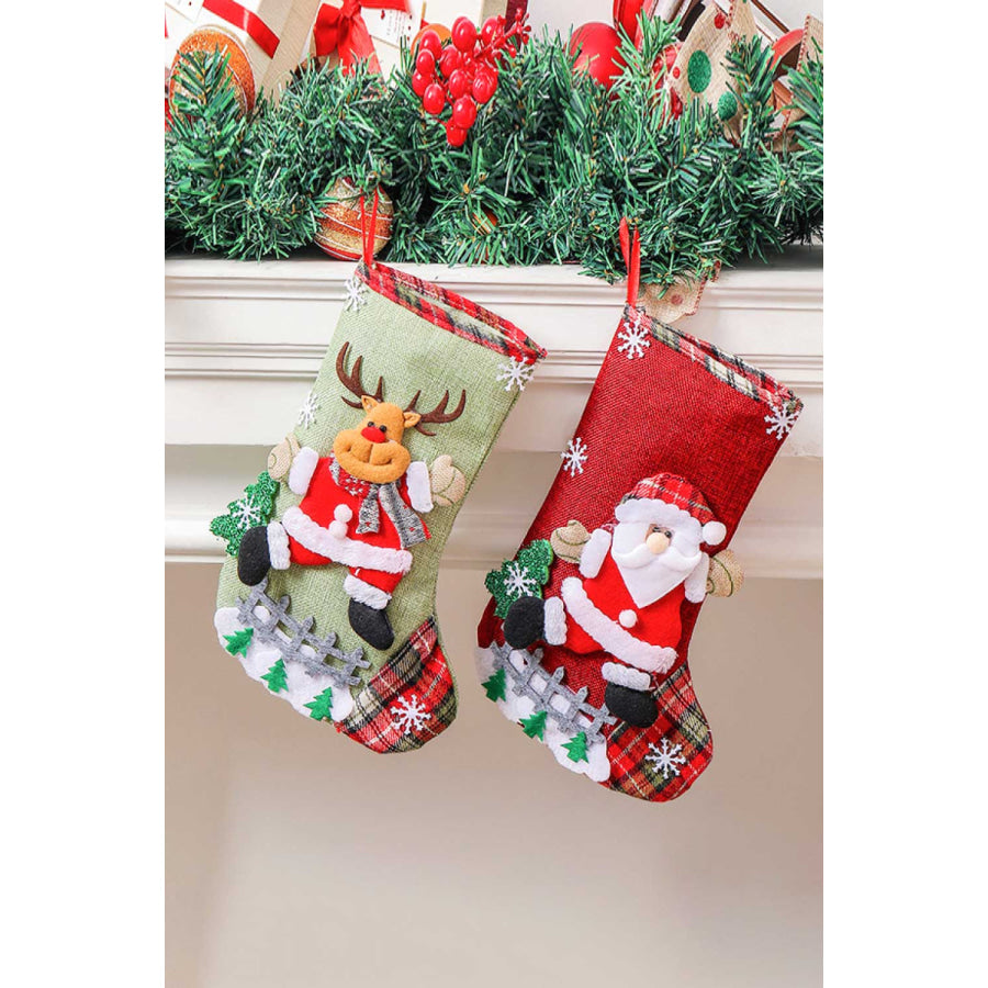 4-Pack Plaid Christmas Stockings Santa/Snowman/Reindeer/Bear / One Size/4 Pack Apparel and Accessories