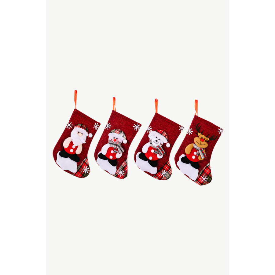 4-Pack Snowflake Christmas Stocking Hanging Widgets Santa/Snowman/Reindeer/Bear / One Size/4 Pack Apparel and Accessories