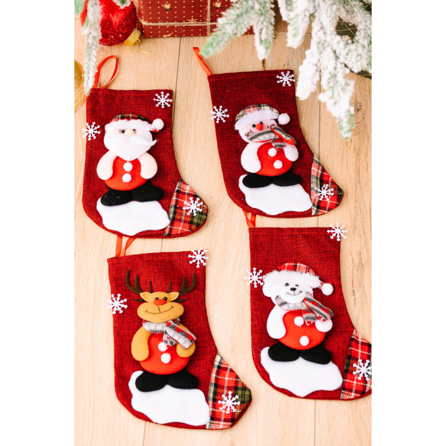 4-Pack Snowflake Christmas Stocking Hanging Widgets Santa/Snowman/Reindeer/Bear / One Size/4 Pack Apparel and Accessories