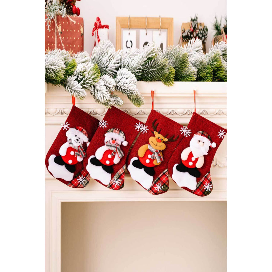 4-Pack Snowflake Christmas Stocking Hanging Widgets Santa/Snowman/Reindeer/Bear / One Size/4 Pack Apparel and Accessories