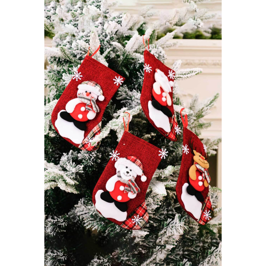 4-Pack Snowflake Christmas Stocking Hanging Widgets Santa/Snowman/Reindeer/Bear / One Size/4 Pack Apparel and Accessories