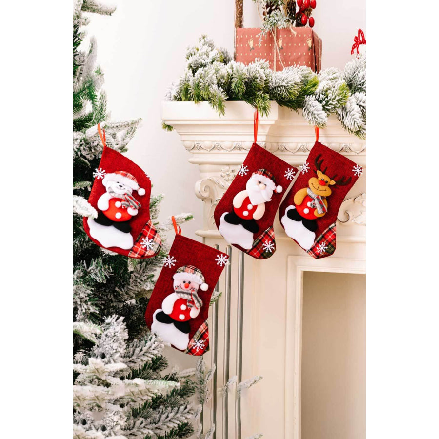 4-Pack Snowflake Christmas Stocking Hanging Widgets Santa/Snowman/Reindeer/Bear / One Size/4 Pack Apparel and Accessories