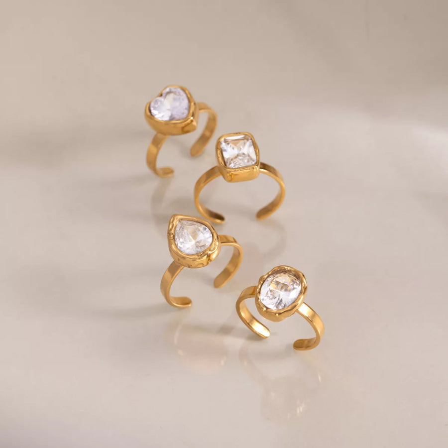4 Piece 18K Gold-Plated Zircon Ring Gold / onesize Apparel and Accessories