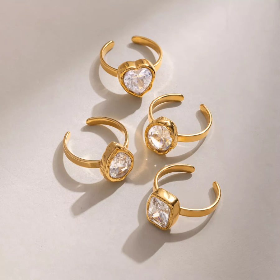 4 Piece 18K Gold-Plated Zircon Ring Gold / onesize Apparel and Accessories