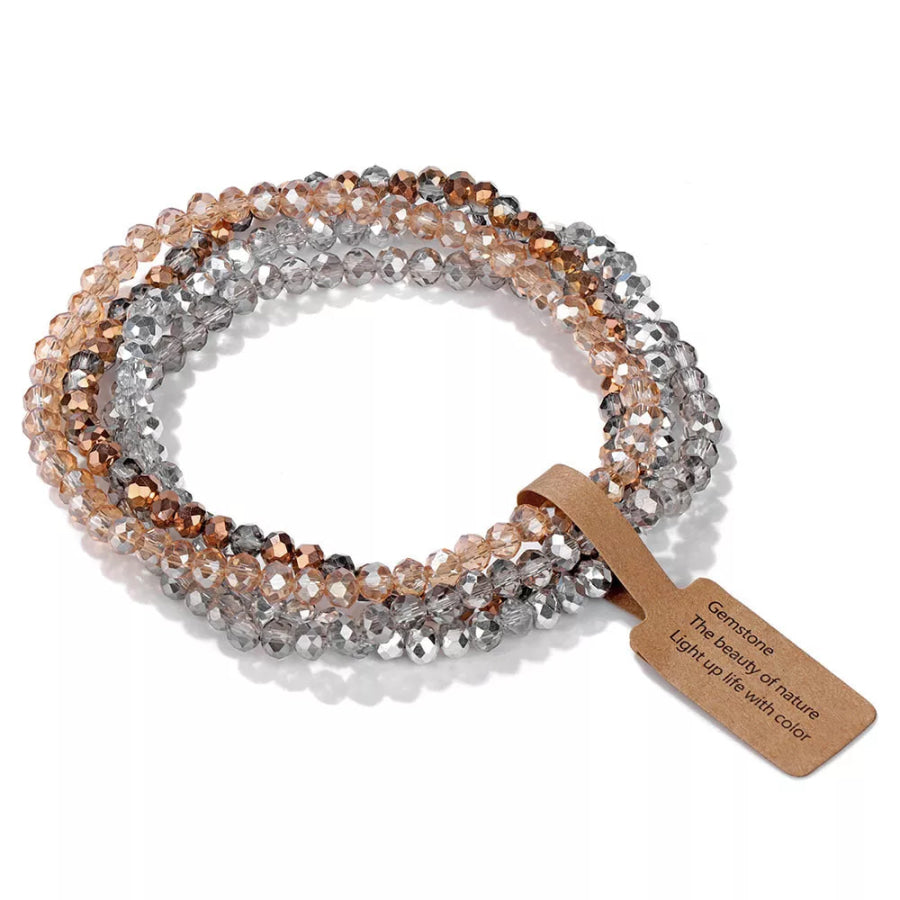 4 Piece Glass Bead Bracelet Caramel / onesize Apparel and Accessories