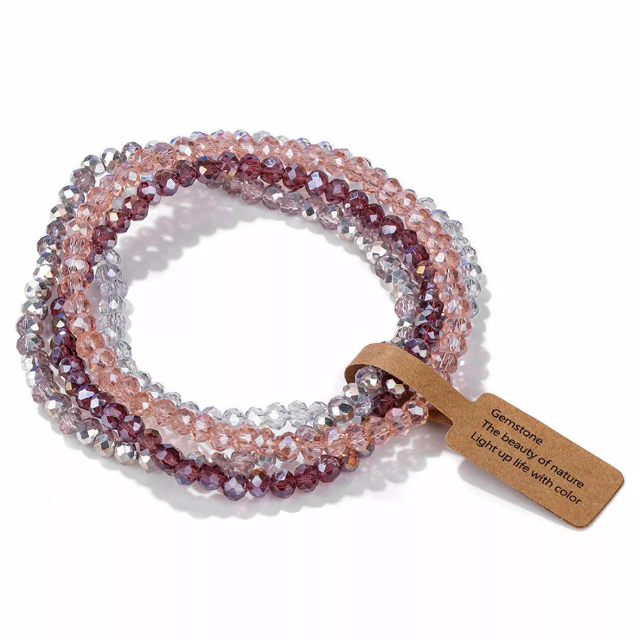 4 Piece Glass Bead Bracelet Deep Purple / onesize Apparel and Accessories
