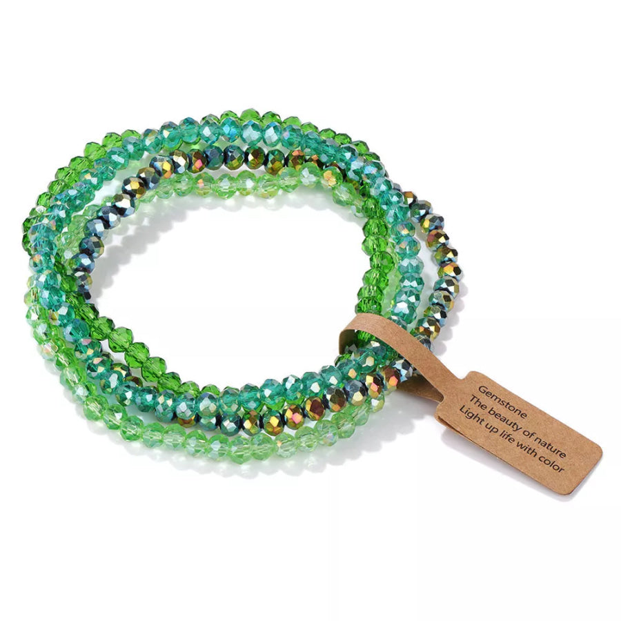 4 Piece Glass Bead Bracelet Green / onesize Apparel and Accessories