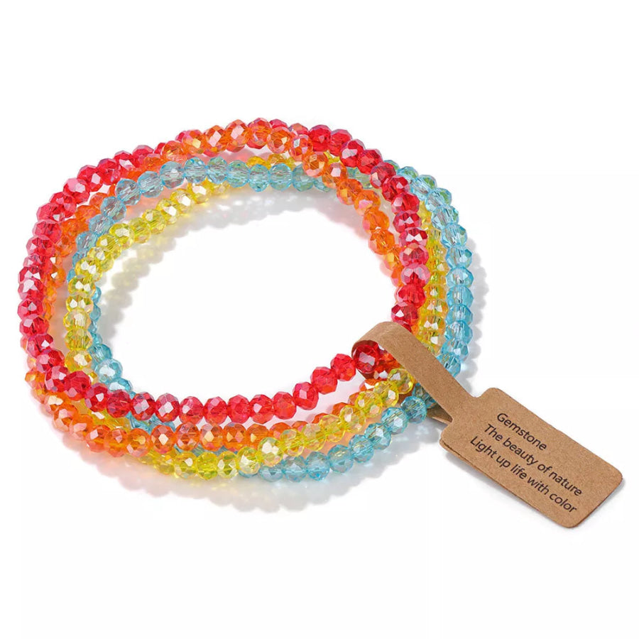 4 Piece Glass Bead Bracelet Red / onesize Apparel and Accessories