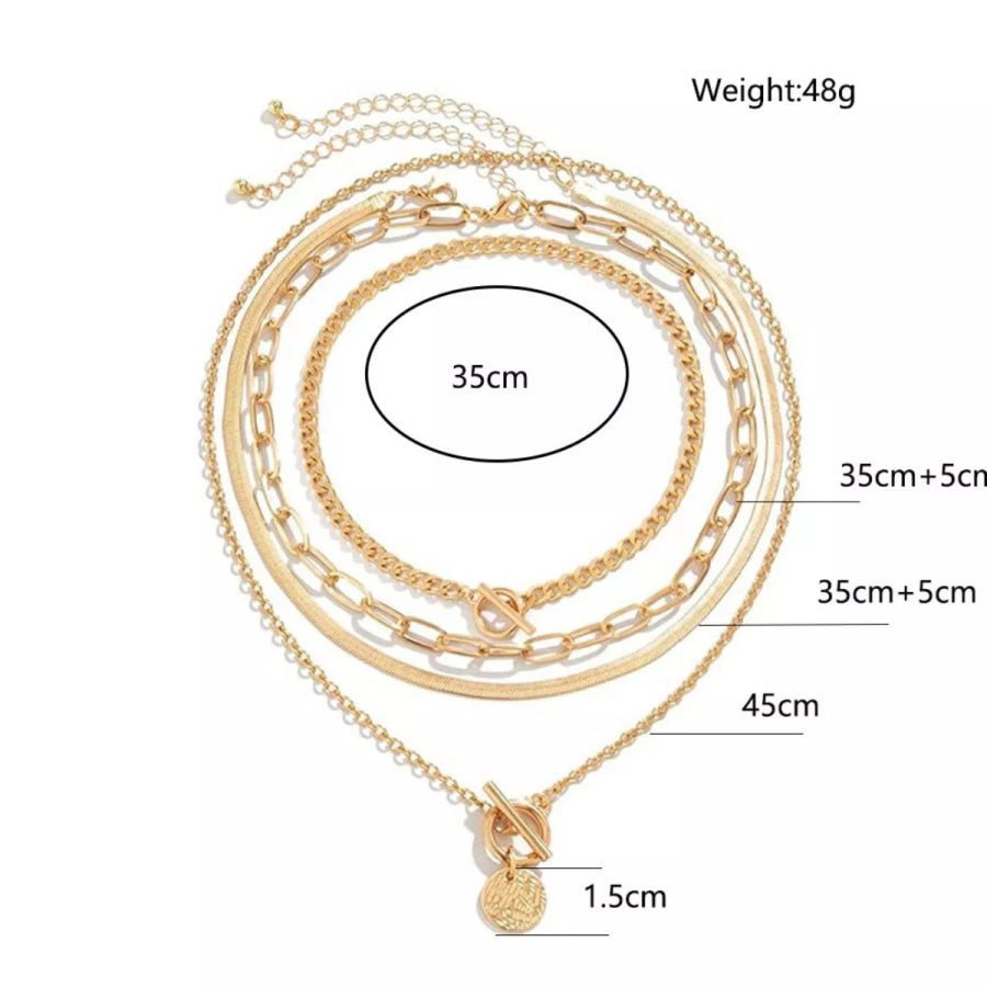 4-Piece Layered Coin Pendant Necklace Gold / onesize Apparel and Accessories