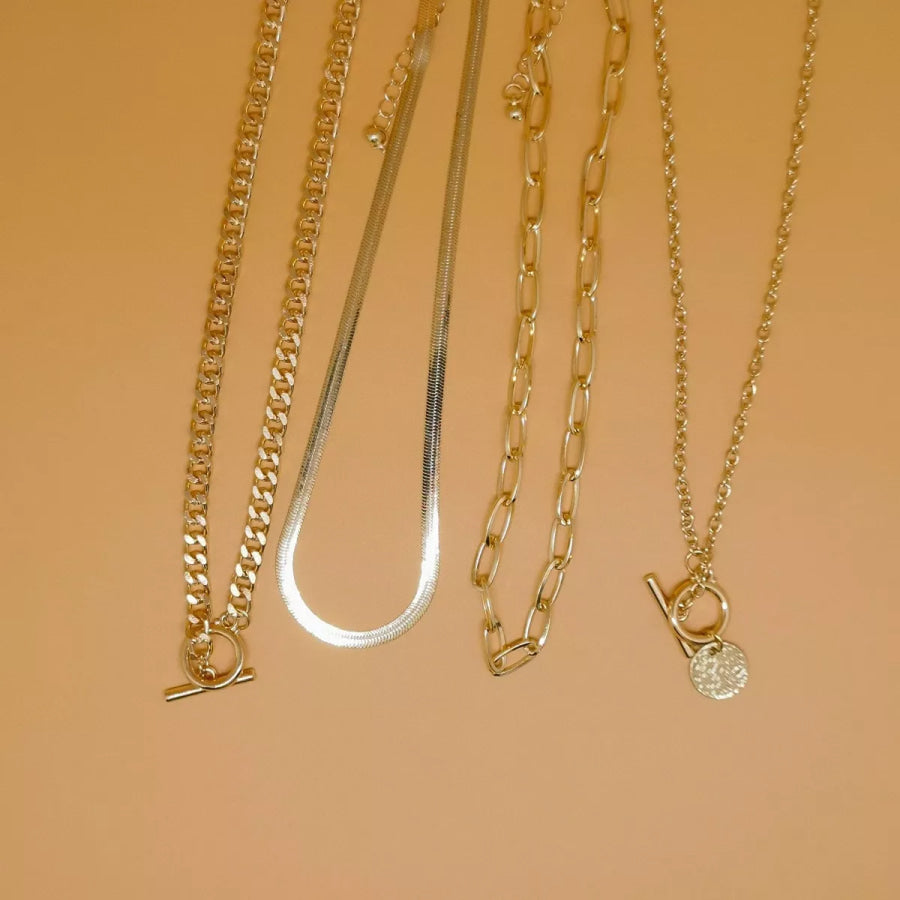 4-Piece Layered Coin Pendant Necklace Gold / onesize Apparel and Accessories