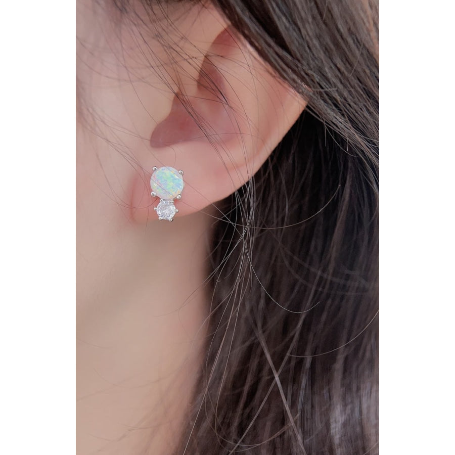 4-Prong Opal Stud Earrings